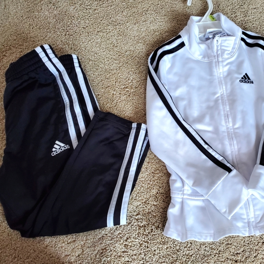Adidas girls' Zip front peplum jacked and pant